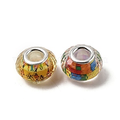 Европейские бусины из прозрачной смолы с печатью&nbsp;RESI-C063-03K