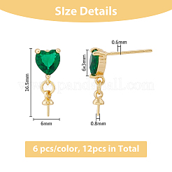 12 шт. 2 цвета латуни стеклянные стразы серьги-гвоздики фурнитура&nbsp;KK-DC0003-24