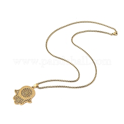 201 полое ожерелье из нержавеющей стали с религиозным мотивом в виде хамсы&nbsp;LS-NJEW-M086-01G