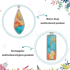 2 пара серег-лэмпворк в форме капли и прямоугольника EJEW-FI0001-17