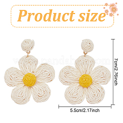 2 пара двухцветных сережек-гвоздиков в виде бумажных цветов из рафии&nbsp;EJEW-AN0001-47