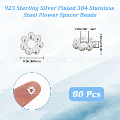 80 шт. разделительные бусины из нержавеющей стали 304&nbsp;STAS-BBC0008-27B-P