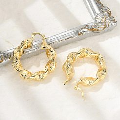 Серьги-кольца из латуни с витым кольцом&nbsp;EJEW-B117-01G