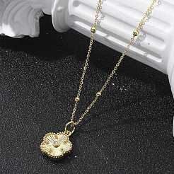 Ожерелья с подвесками из латуни с прозрачным фианитом и прозрачным фианитом&nbsp;NJEW-M088-03G-01