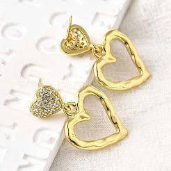 Полые латунные серьги-гвоздики с микропаве из прозрачных кубических цирконий&nbsp;EJEW-Z099-02G-02