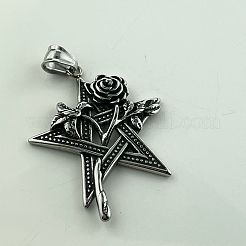 Винтажные ожерелья с подвесками в виде звезд и роз из нержавеющей стали 304&nbsp;XF5459