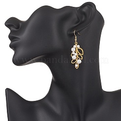 Серьги-подвески в форме листьев из латунной ракушки&nbsp;EJEW-TA00725