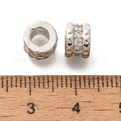 Реечное покрытие латунь микро паве прозрачный кубический цирконий европейские бусины&nbsp;KK-H508-12P