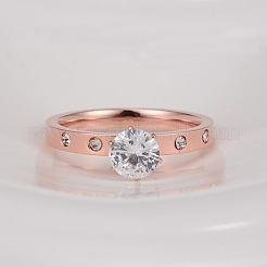 Женские кольца со стразами из нержавеющей стали 201&nbsp;FS-WGA8964-02