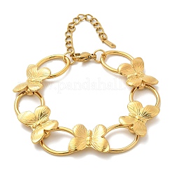 Браслеты из нержавеющей стали 304 с бабочками и овальными звеньями для женщин&nbsp;BJEW-U023-03G