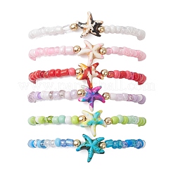 6 шт. браслет из синтетической бирюзы и немагнитных гематитовых бусин&nbsp;BJEW-JB13432