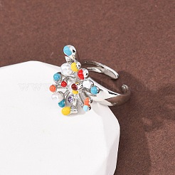 Открытые кольца манжеты из латуни с микропаве и кубическим цирконием&nbsp;RJEW-C153-03P