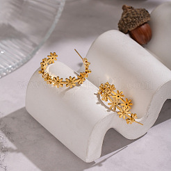 Серьги-гвоздики в форме цветка из нержавеющей стали 304 С-образной формы&nbsp;DT7616