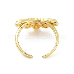 Открытое кольцо-манжета с короной из латуни с микропаве из прозрачных кубических цирконий для женщин&nbsp;RJEW-Z055-06G