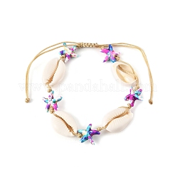 4 шт. 4-цветные браслеты из плетеного нейлона с натуральными ракушками каури и синтетической бирюзой для женщин&nbsp;BJEW-JB11535