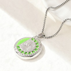 316 хирургическая нержавеющая сталь ароматерапевтический диффузор духи полые плоские круглые подвески коробка цепи ожерелья&nbsp;NJEW-R016-01P-05