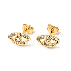 Серьги-гвоздики из латуни с микропаве из прозрачного кубического циркония&nbsp;EJEW-A135-01G