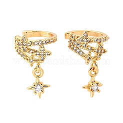 Латунные серьги-манжеты из прозрачного кубического циркония&nbsp;EJEW-F370-28G