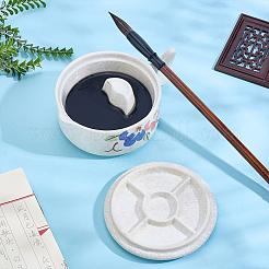 Керамическая чернильница в форме рыбы с ручкой&nbsp;DJEW-WH0027-05B