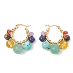 Круглые серьги-кольца из смешанных камней&nbsp;EJEW-TA00783