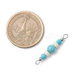 Круглые бусины-коннекторы в форме ронделла из окрашенной синтетической бирюзы&nbsp;PALLOY-JF03988-01