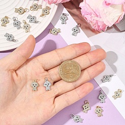 10 шт. двухцветные подвески в виде собаки из латуни с микропаве из прозрачных кубических цирконий&nbsp;KK-YW0004-35