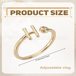 1 шт. латунные открытые кольца-манжеты с микропаве из прозрачного кубического циркония для женщин&nbsp;RJEW-LP0002-37H