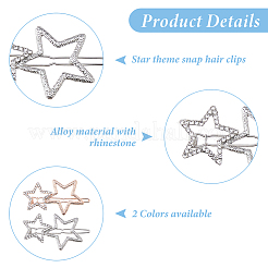 10 шт. 2-х цветные заколки для волос со стразами из сплава&nbsp;PHAR-HS0001-03