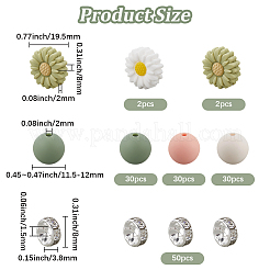 144 шт. 6 вида бусин из пищевого экологически чистого силикона в форме ромашки&nbsp;SIL-PA0001-15