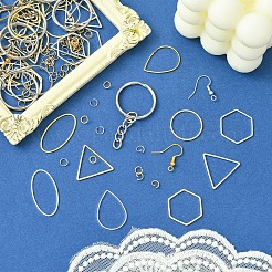 Наборы для самостоятельного изготовления шестиугольных/каплевидных/треугольных латунных сережек-подвесок&nbsp;DIY-FS0007-62