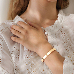 5шт. 5-х цветный набор из простых открытых браслетов-манжет из нержавеющей стали для женщин&nbsp;BJEW-AN0001-44