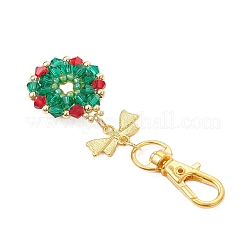 Рождественский венок стеклянные и ракушечные жемчужины и стеклянные семена подвесные украшения&nbsp;HJEW-MZ00321