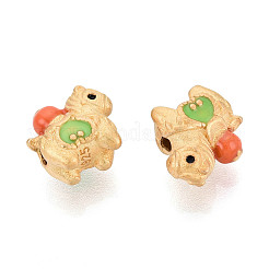 925 бусина из стерлингового серебра с зеленой эмалью.&nbsp;STER-T008-64G