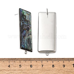 Фурнитура для сережек-гвоздиков из нержавеющей стали 304 с натуральными ракушками пауа&nbsp;STAS-Z125-04P