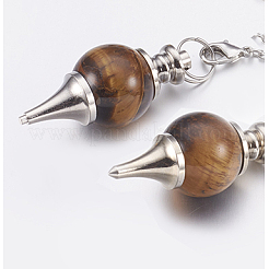 Природные маятники с тигровым глазом&nbsp;BJEW-E292-A09