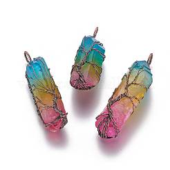 Гальванизированный натуральный кварцевый кристалл большие заостренные подвески с проволочной обмоткой&nbsp;G-L520-B03-R