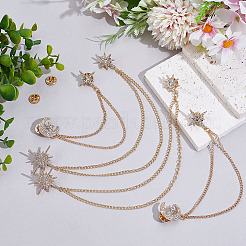 4 шт. 2 стиля брошь-цепочка со звездами и кристаллами из горного хрусталя&nbsp;JEWB-ME0001-28KCG