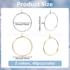 80 шт. 2 цвета фурнитура для сережек-колец из хирургической нержавеющей стали 316&nbsp;STAS-DC0016-50B