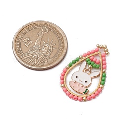 7 шт. 7 стиля пасхальная тематика стеклянные бусины каплевидной формы с подвесками в виде морковки-кролика&nbsp;PALLOY-MZ00580