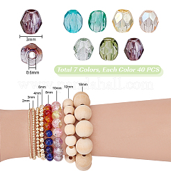 280шт 7 цвета прозрачные стеклянные бусины&nbsp;GLAA-PH0004-46