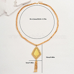 Современная мода латунные и железные цветы текстурированные ромбовидные кисточки подвески ожерелья для женщин&nbsp;IU5772