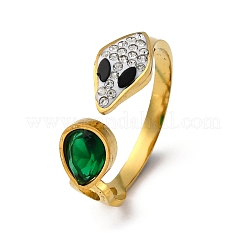 Нержавеющая сталь 304 со стразами и стеклянными манжетными кольцами&nbsp;RJEW-Q020-04G