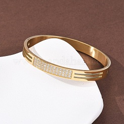 Женские браслеты из нержавеющей стали 304 с микропаве из прозрачных кубических цирконий&nbsp;BJEW-B161-01G