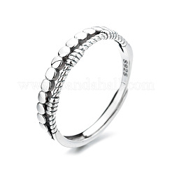 Плоские круглые 925 стерлинговое серебро регулируемые кольца для пальцев&nbsp;FS-WG1E7A6-01