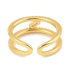 Манжеты из латуни с микро паве кубический цирконий для женщин&nbsp;RJEW-S392-22G