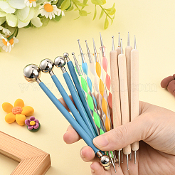 14 шт. 3 стиля пластиковых и деревянных двойных головок для лепки из глины набор инструментов&nbsp;TOOL-SP0003-22