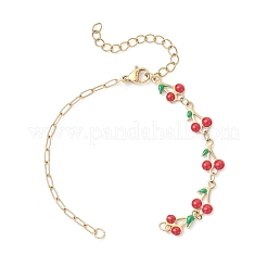 4 шт. 4 стиля браслета-цепочки из нержавеющей стали 304 с эмалированным красным вишневым узором&nbsp;AJEW-JB01482