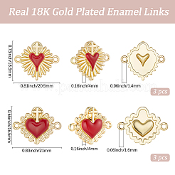 6 шт. 2 стиля латунных эмалевых соединительных подвесок&nbsp;KK-BBC0019-84