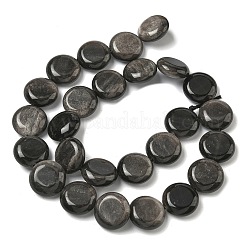 Натуральный серебристый блеск нитей обсидиана&nbsp;G-L648-B23-15mm-02