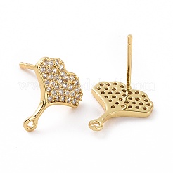 Латунные микро-паве прозрачные серьги-гвоздики из циркония&nbsp;ZIRC-F133-10G